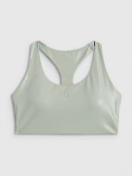 4F Biustonosz do jogi z niskim wsparciem damski - miętowy XL. Niebieskie bielizna sportowa damska 4F, l, bez wzorów, z gumy. Za 129.99 zł.