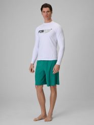 4F Spodenki plażowe boardshorty z filtrem UPF50+ męskie - turkusowe XXL. Niebieskie szorty męskie 4F, bez wzorów, ze skóry, wakacyjne. Za 129.99 zł.