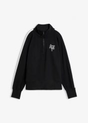 Miękka bluza z bawełną. Czarne bluzy damskie bonprix, bez wzorów, z bawełny, bez ramiączek, bez kaptura. Za 149.99 zł.