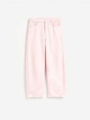 Jeansy straight fit - różowy. Czerwone jeansy damskie Reserved, bez wzorów, z bawełny. Za 179.99 zł.