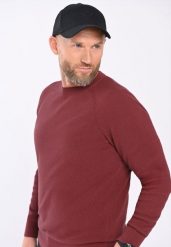 Bawełniany sweter S-LAMONT. Czerwone swetry męskie Volcano, m, z aplikacjami, z bawełny, bez kołnierzyka, bez ramiączek. Za 159.99 zł.