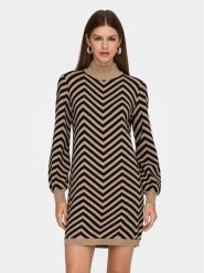 ONLY Sukienka dzianinowa Julia 15366284 Brązowy Regular Fit. Brązowe sukienki damskie ONLY, s, bez wzorów, z dzianiny, bez kołnierzyka, bez ramiączek. Za 169.99 zł.