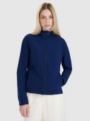 4F Kurtka softshell wiatroodporna membrana 5000 damska - granatowa XL. Niebieskie kurtki damskie 4F, na zimę, m, bez wzorów, z dzianiny, z kapturem. W wyprzedaży za 159.99 zł.