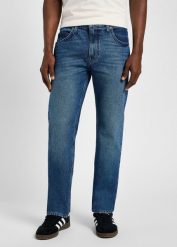 LEE RIDER MĘSKIE SPODNIE JEANSOWE JEANS DŻINSY BLUE ABYSS 112355794 L701008561. Niebieskie jeansy męskie Lee, z jeansu. Za 219.99 zł.