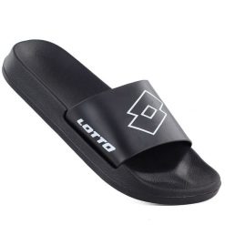 Klapki męskie basenowe lekkie czarne Lotto LATHI. Czarne klapki męskie Lotto, bez wzorów, z gumy, bez zapięcia. Za 59.00 zł.