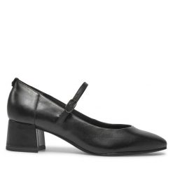 Czółenka Tamaris. Czarne czółenka damskie Tamaris, bez wzorów, bez obcasa, bez zapięcia. Za 329.99 zł.