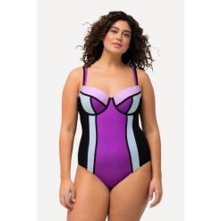 Damski Strój kąpielowy miękkie miseczki fiszbiny regulowane ramiączka. Czarne stroje kąpielowe damskie Ulla Popken, plus size, bez wzorów, z elastanu. Za 279.99 zł.