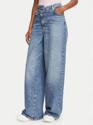 Guess Jeansy W6YAJP D1358 Niebieski Wide Leg. Niebieskie jeansy damskie Guess, z aplikacjami, z jeansu. Za 524.99 zł.