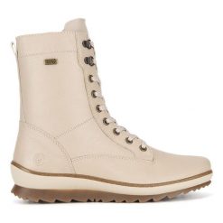 Botki Remonte. Brązowe botki damskie Remonte, bez wzorów, bez obcasa, na płaskiej podeszwie, bez zapięcia. Za 321.99 zł.