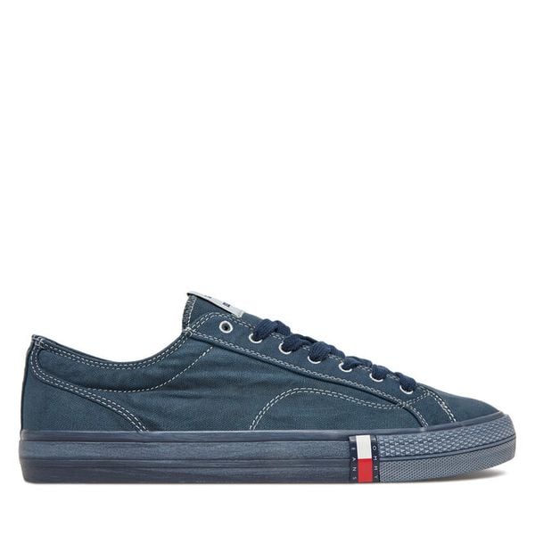 Tenisówki Tommy Jeans. Niebieskie trampki męskie Tommy Jeans, bez wzorów, z jeansu, bez zapięcia. Za 229.99 zł.
