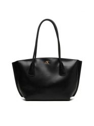 Calvin Klein Torebka Ck Medium Dome Tote LV04F3344G Czarny. Czarne shopperki damskie Calvin Klein, bez wzorów, ze skóry, bez dodatków. Za 649.99 zł.