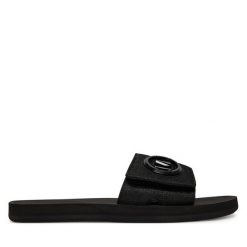 Klapki MICHAEL Michael Kors. Czarne klapki damskie MICHAEL Michael Kors, bez wzorów, bez obcasa, bez zapięcia. Za 269.99 zł.