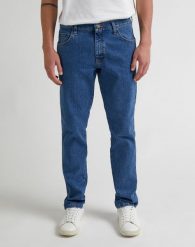 MESKIE SPODNIE WRANGLER RUSTLER REGULAR INDIGO MID W100RC81D 112342560. Niebieskie jeansy męskie Wrangler, z bawełny, biznesowe, długie. Za 179.99 zł.