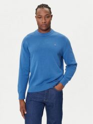 Calvin Klein Jeans Sweter LV04RC309G Niebieski Regular Fit. Niebieskie swetry męskie Calvin Klein Jeans, m, bez wzorów, z bawełny, bez kołnierzyka, bez ramiączek. Za 309.99 zł.