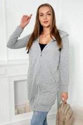 Bluza sukienkowa z kapturem szary melanż. Szare bluzy damskie KESI, l, bez wzorów, z bawełny, bez ramiączek, z kapturem. Za 234.40 zł.