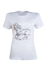 T-shirt damski HKM Geometrical Horse. Białe t-shirty damskie HKM, xs, bez wzorów, z materiału, eleganckie, bez kołnierzyka, bez ramiączek. Za 120.50 zł.