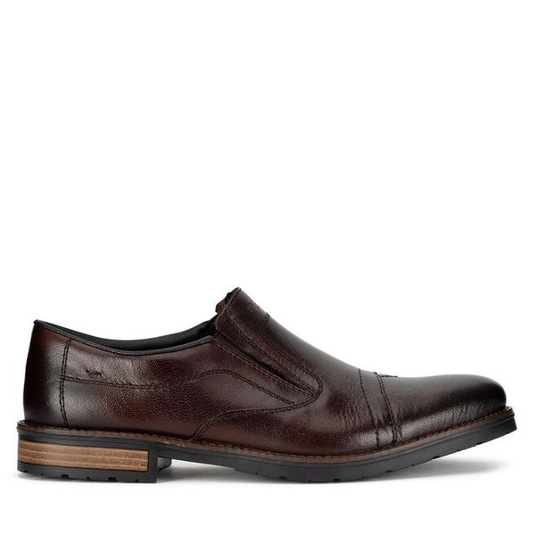 Półbuty Rieker. Brązowe buty wizytowe męskie Rieker, bez wzorów, bez obcasa, bez zapięcia. Za 419.99 zł.