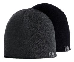 Dwustronna Męska Czapka, Zimowa Czarna/Szara -SPREE- Beanie, Rozmiar Uniwersalny. Czarne czapki męskie Spree, na zimę, bez wzorów, z materiału. Za 69.99 zł.