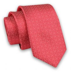 Czerwono-Beżowy Elegancki Męski Krawat -Angelo di Monti- 6 cm, w Kropki, Groszki. Czerwone krawaty i muchy Angelo di Monti, bez wzorów, z tkaniny, eleganckie. Za 45.00 zł.