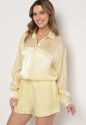 Żółty Komplet z Wiskozy z Bawełną Koszula i Szorty Luniora. Żółte koszule damskie Born2be, m, bez wzorów, z bawełny, eleganckie, bez kołnierzyka, bez ramiączek. Za 159.99 zł.