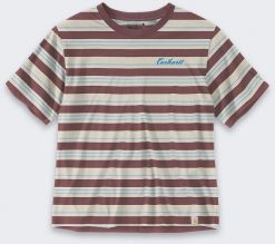 Koszulka Carhartt Striped Tencel Barnwood Stripe. Bluzki damskie Mustang, bez wzorów, bez kołnierzyka, bez ramiączek. Za 135.28 zł.