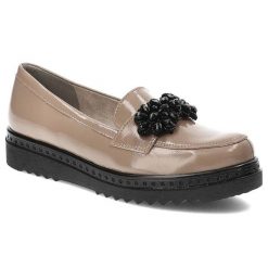 Beżowe Półbuty Armodo Skórzane Eleganckie Buty. Brązowe półbuty damskie Armodo, na jesień, bez wzorów, ze skóry, eleganckie, bez obcasa, bez zapięcia. Za 389.00 zł.