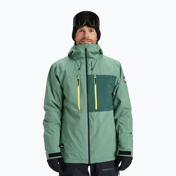 Kurtka snowboardowa męska Quiksilver Sycamore Solid 20K. Zielone kurtki męskie Quiksilver, l, bez wzorów, z materiału, sportowe, bez kaptura. Za 859.99 zł.