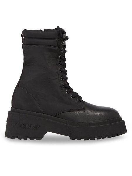 Tommy Jeans Botki Tjw Lace Up Padded Boot EN0EN02405 Czarny. Czarne botki damskie Tommy Jeans, bez wzorów, z jeansu, bez obcasa, na słupku, bez zapięcia. Za 679.99 zł.
