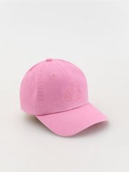 Czapka z daszkiem i haftem - różowy. Czerwone czapki damskie Reserved, bez wzorów. W wyprzedaży za 29.99 zł.