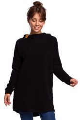 Czarna Nierozpinana Asymetryczna Bluza z Kapturem. Czarne bluzy damskie MOE, l, bez wzorów, z bawełny, bez ramiączek, z kapturem. Za 253.90 zł.