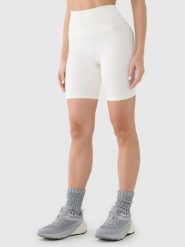 SPODENKI DAMSKIE 4F TRENINGOWE LEGGINSY KRÓTKIE KOLARKI KOLOR BIAŁY. Białe legginsy damskie 4F, bez wzorów, z materiału. Za 99.99 zł.