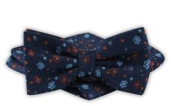 Mucha Męska z Poszetką - Alties - Granatowa, Wzór Kwiecisty. Niebieskie krawaty i muchy Alties, bez wzorów, eleganckie. Za 54.00 zł.