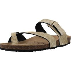 Sandały GEOX D BRIONIA Złoty. Żółte sandały damskie Geox, bez wzorów, z syntetyku, bez obcasa, bez zapięcia. Za 266.99 zł.