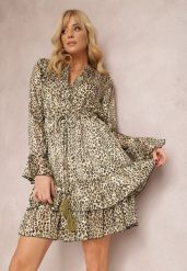 Zielona Sukienka Laodothee. Zielone sukienki damskie Renee, na imprezę, l, z aplikacjami, eleganckie, bez kołnierzyka, bez ramiączek, midi, dopasowane. Za 119.99 zł.