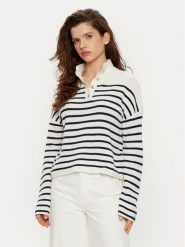 Tommy Hilfiger Sweter WW0WW44981 Biały Relaxed Fit. Białe swetry nierozpinane damskie Tommy Hilfiger, xxl, bez wzorów, z wełny, bez kołnierzyka, bez ramiączek. Za 459.99 zł.