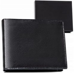 Portfel skórzany N992-SPDM-BOX czarny. Czarne portfele męskie Inny, bez wzorów, ze skóry. Za 59.99 zł.