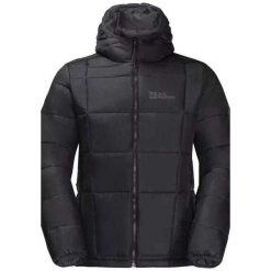 Męska Ocieplana Kurtka Bergland INS. Czarne kurtki męskie Jack Wolfskin, l, bez wzorów, z materiału, z kapturem. Za 622.99 zł.
