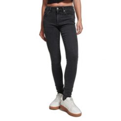 Damskie dżinsy skinny z bawełny organicznej mid-rise Superdry Vintage. Czarne jeansy damskie Superdry, bez wzorów, z bawełny, sportowe, długie. Za 371.60 zł.