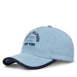 Czapka z daszkiem Tommy Hilfiger. Niebieskie czapki damskie Tommy Hilfiger, bez wzorów. Za 229.99 zł.