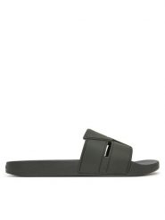 Calvin Klein Klapki Pool Slide Double T HM0HM01752 Khaki. Brązowe klapki męskie Calvin Klein, bez wzorów, z tworzywa sztucznego, bez zapięcia. Za 149.99 zł.