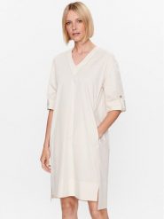 Peserico Sukienka codzienna S02878 Écru Relaxed Fit. Sukienki damskie Peserico, na co dzień, s, bez wzorów, z bawełny, bez kołnierzyka, bez ramiączek, proste. Za 1,819.00 zł.