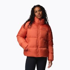 Kurtka ocieplana damska Columbia Puffect II Full Zip. Brązowe kurtki sportowe damskie Columbia, bez wzorów, z puchu, bez ramiączek, bez kaptura, trekkingowe. Za 479.99 zł.