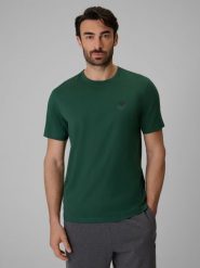 4F T-shirt regular gładki męski - zielony S. Zielone t-shirty męskie 4F, m, bez wzorów, bez kołnierzyka, bez ramiączek. Za 59.99 zł.