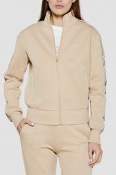 GUESS Beżowa bluza damska z lampasami Britney. Brązowe bluzy damskie Guess, xs, z aplikacjami, bez ramiączek, bez kaptura. W wyprzedaży za 265.99 zł.