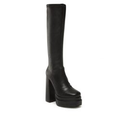 Kozaki Jenny Fairy. Czarne kozaki damskie Jenny Fairy, bez wzorów, bez obcasa, na słupku, bez zapięcia. Za 209.99 zł.