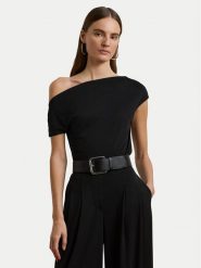 LAUREN RALPH LAUREN Bluzka 200963913002 Czarny Slim Fit. Czarne bluzki damskie Lauren Ralph Lauren, l, bez wzorów, z syntetyku, bez kołnierzyka, bez ramiączek. Za 259.99 zł.