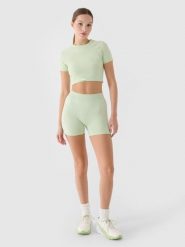 4F Legginsy krótkie treningowe damskie - turkusowe M/L. Niebieskie legginsy damskie 4F, bez wzorów, z dzianiny. Za 29.99 zł.