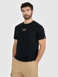 4F T-shirt regular z nadrukiem męski - czarny XXL. Czarne t-shirty męskie 4F, m, bez wzorów, z bawełny, bez kołnierzyka, bez ramiączek. Za 79.99 zł.