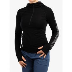 Bluza termoaktywna damska Mons Royale Bella Tech Hood. Czarne bluzy damskie Mons Royale, s, bez wzorów, bez ramiączek, bez kaptura. Za 349.99 zł.