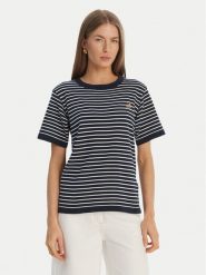 Luisa Spagnoli T-Shirt Cattolica 100402 Granatowy Regular Fit. Niebieskie t-shirty damskie Luisa Spagnoli, s, bez wzorów, z bawełny, bez kołnierzyka, bez ramiączek. Za 1,112.99 zł.